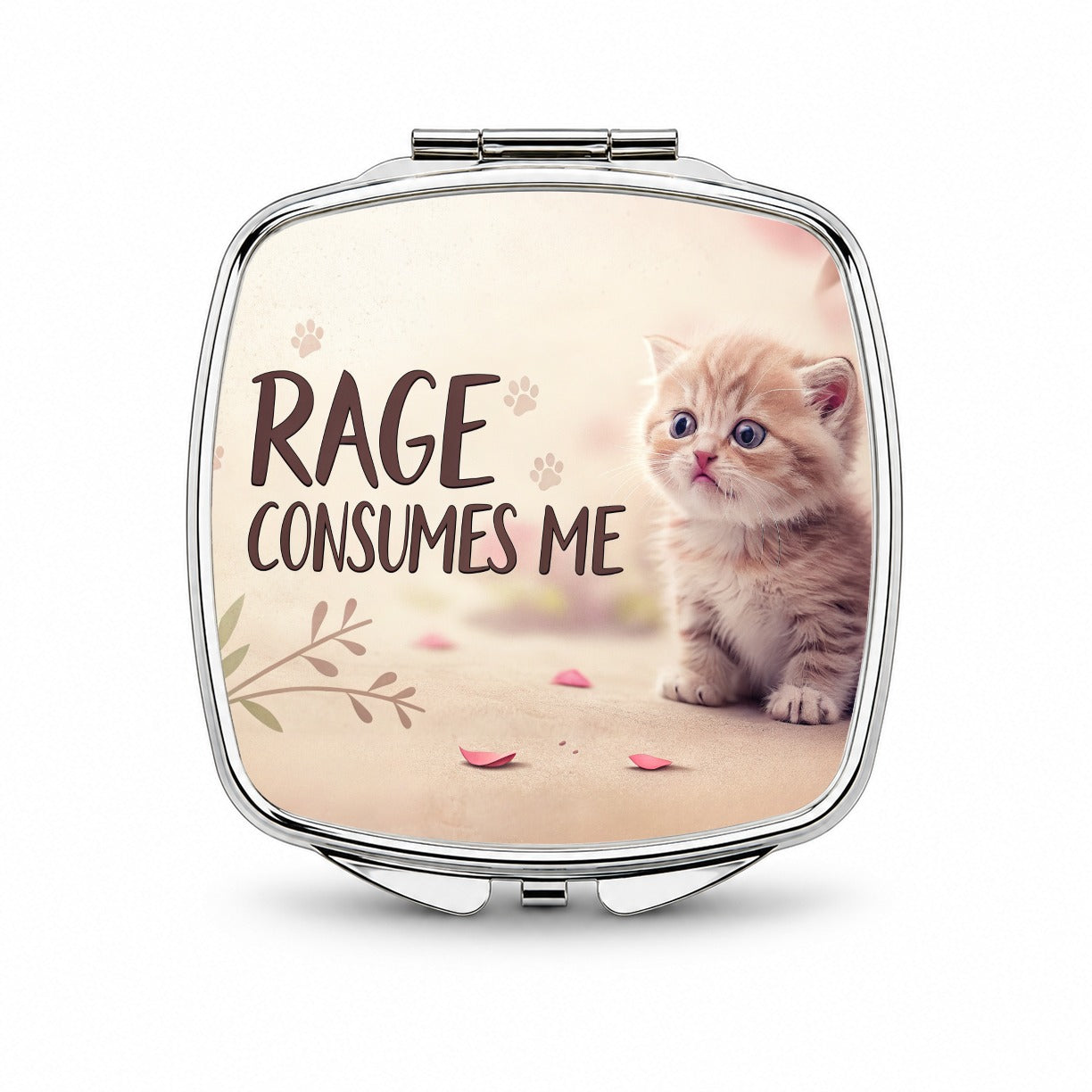 Rage Consumes Me Funny Cute Kitten Small Travel Purse Handbag Pocket Makeup Compact Mirror