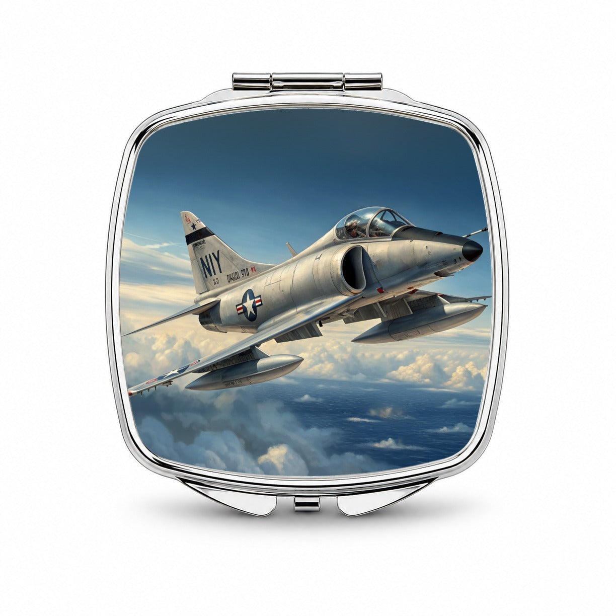 A-4 Skyhawk In Flight US Navy Vietnam Era Attack Aircraft Small Travel Purse Handbag Pocket Makeup Compact Mirror