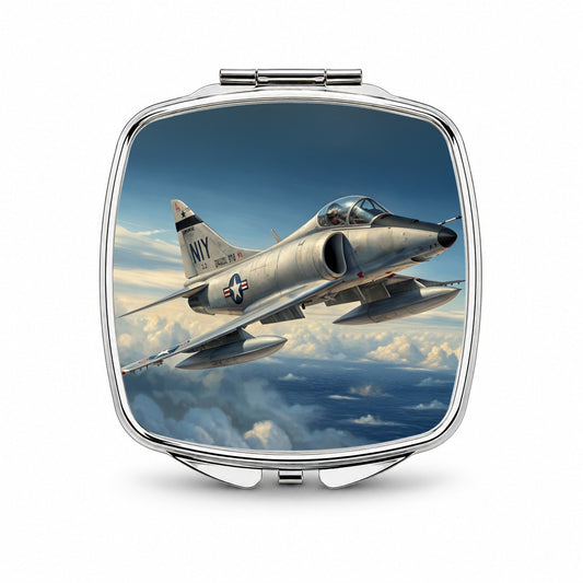 A-4 Skyhawk In Flight US Navy Vietnam Era Attack Aircraft Small Travel Purse Handbag Pocket Makeup Compact Mirror