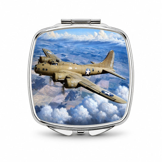 B-17 Flying Fortress WWII United States Air Force Heavy Bomber Small Travel Purse Handbag Pocket Makeup Compact Mirror