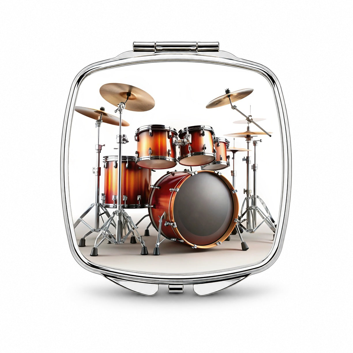 Drum Kit Small Travel Purse Handbag Pocket Makeup Compact Mirror