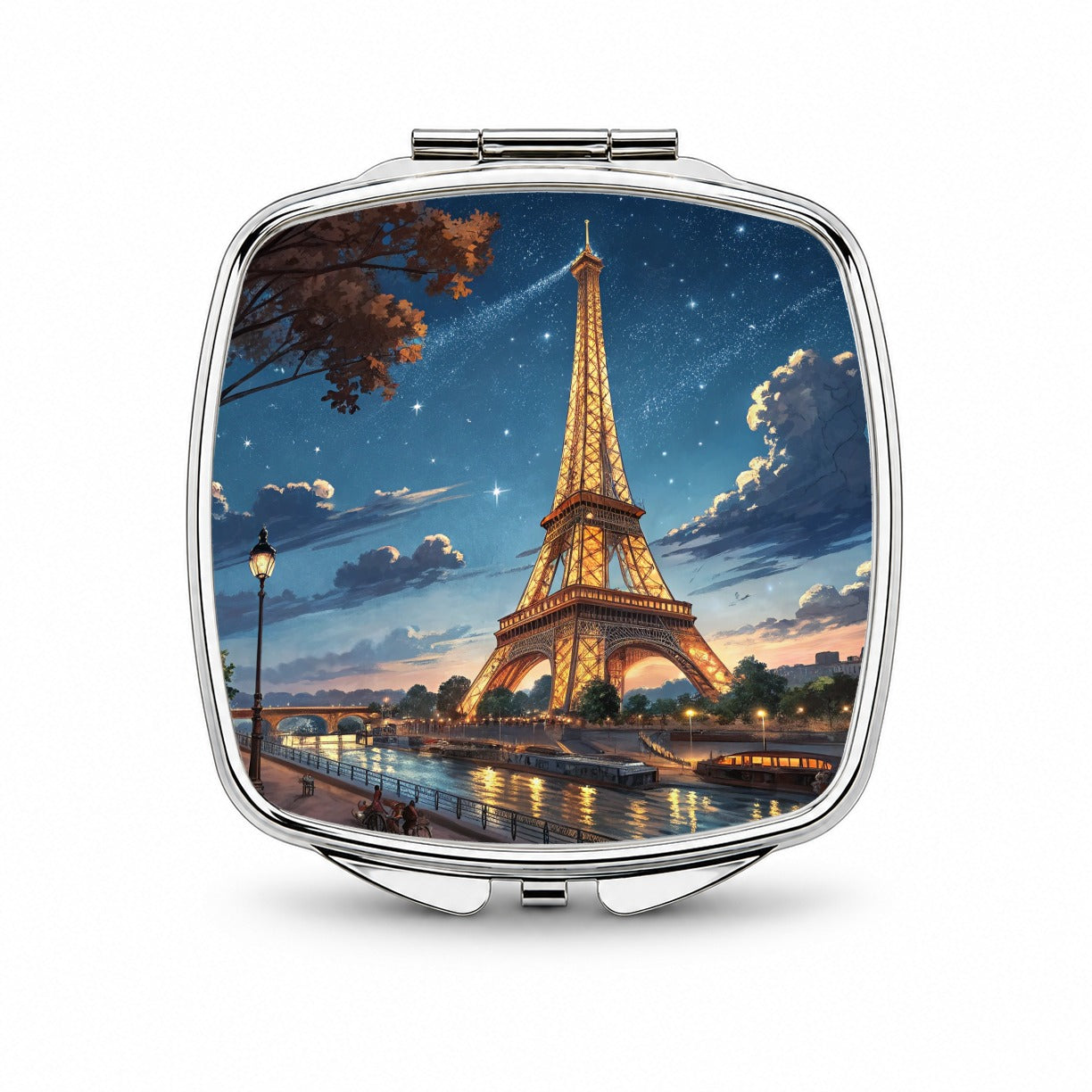 Eiffel Tower Paris France Illustration Small Travel Purse Handbag Pocket Makeup Compact Mirror