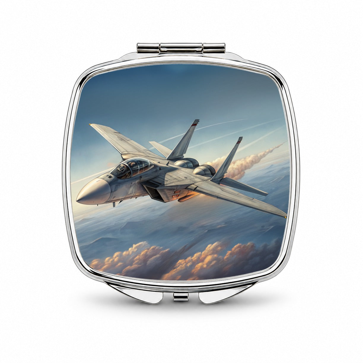 F-14 Tomcat United States Navy Air Superiority Plane In Flight Cold War Era Small Travel Purse Handbag Pocket Makeup Compact Mirror