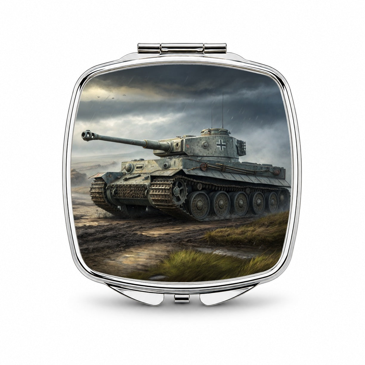 German Tiger WWII Tank Small Travel Purse Handbag Pocket Makeup Compact Mirror