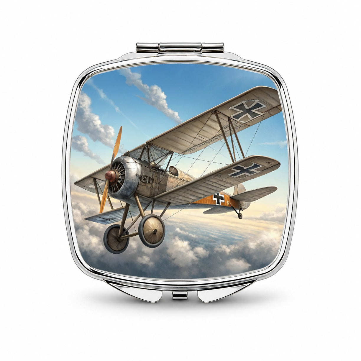 German WWI Biplane In Flight Small Travel Purse Handbag Pocket Makeup Compact Mirror
