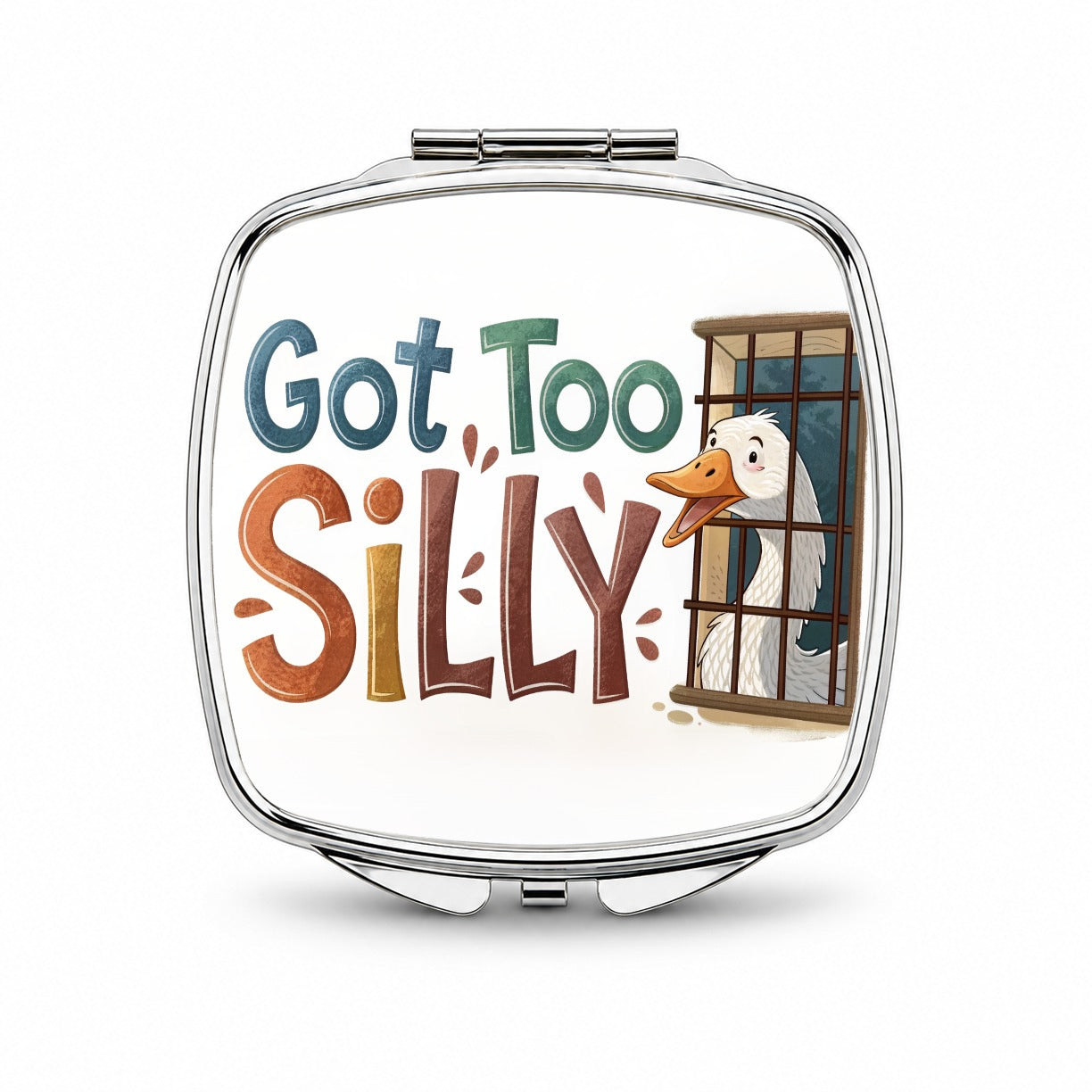 Got Too Silly Funny Goose Behind Bars Small Travel Purse Handbag Pocket Makeup Compact Mirror
