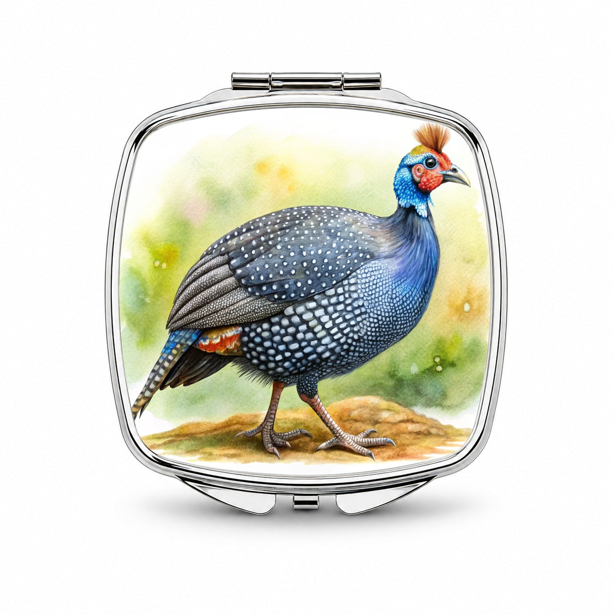 Guinea Fowl Colorful Watercolor Small Travel Purse Handbag Pocket Makeup Compact Mirror