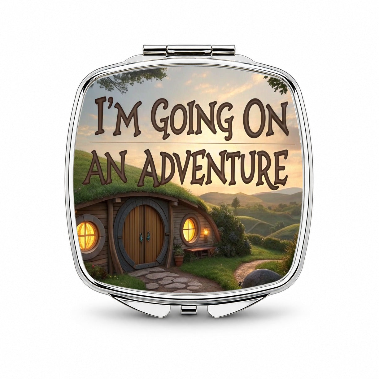 I'm Going On An Adventure Funny Fantasy Small Travel Purse Handbag Pocket Makeup Compact Mirror