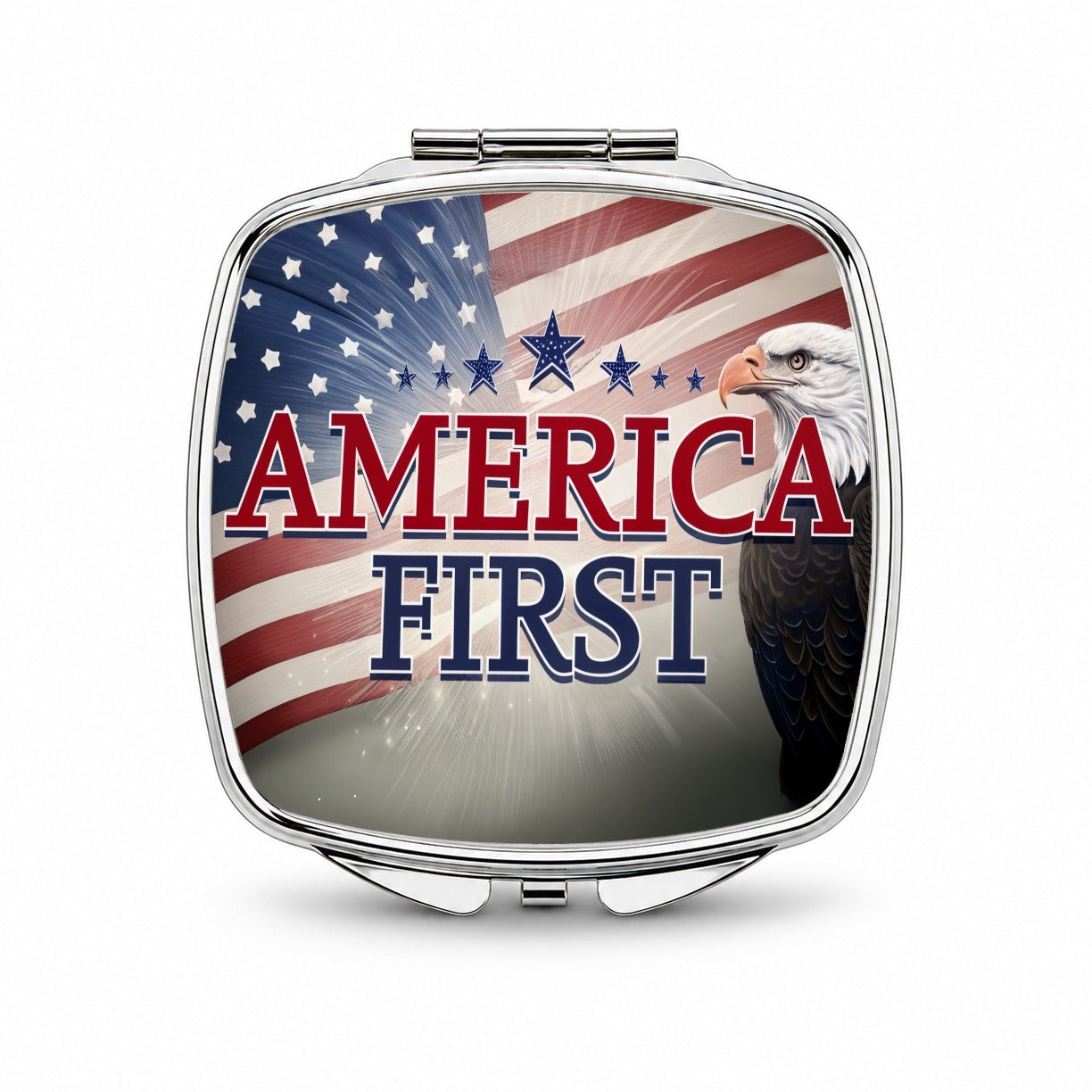 Patriotic America USA American Flag Bald Eagle Small Travel Purse Handbag Pocket Makeup Compact Mirror