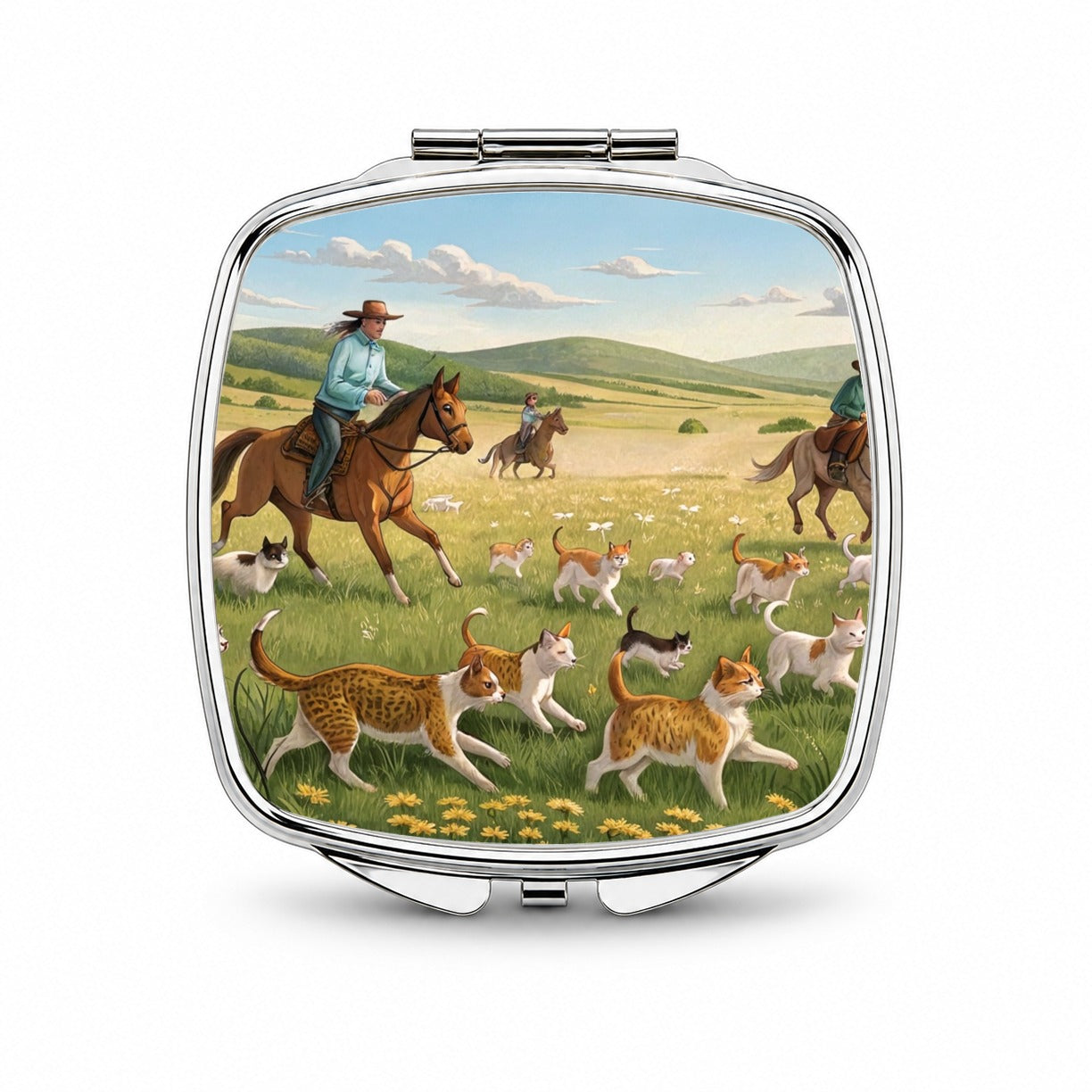 People Herding Cats Small Travel Purse Handbag Pocket Makeup Compact Mirror