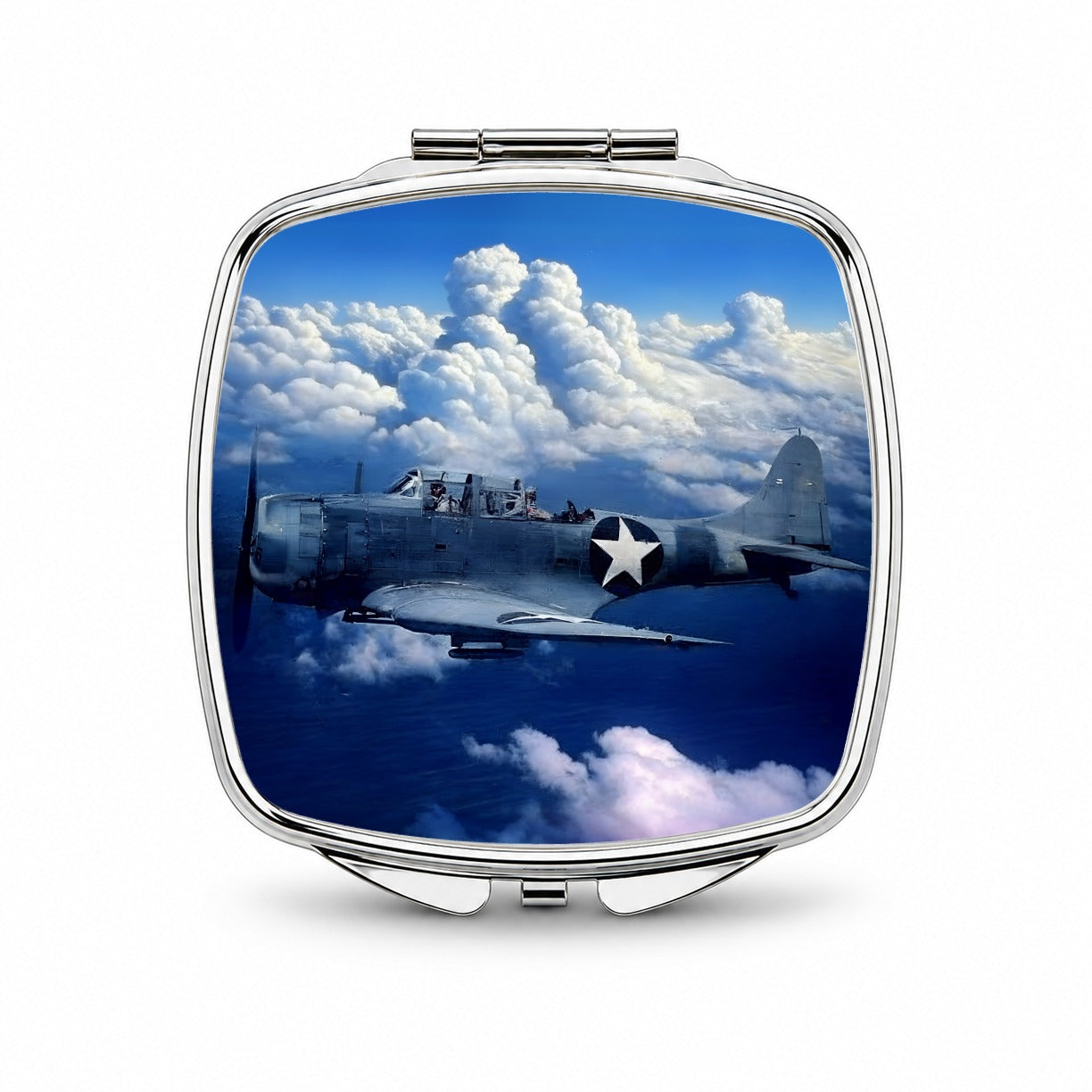 SBD Dauntless WWII United States Navy Dive Bomber Carrier Plane Small Travel Purse Handbag Pocket Makeup Compact Mirror