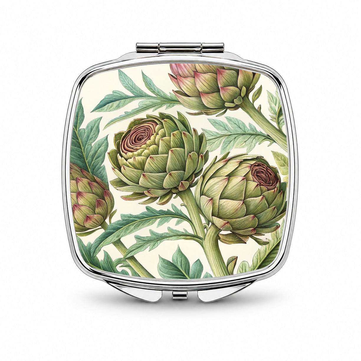 Artichoke Illustration Pattern Small Travel Purse Handbag Pocket Makeup Compact Mirror