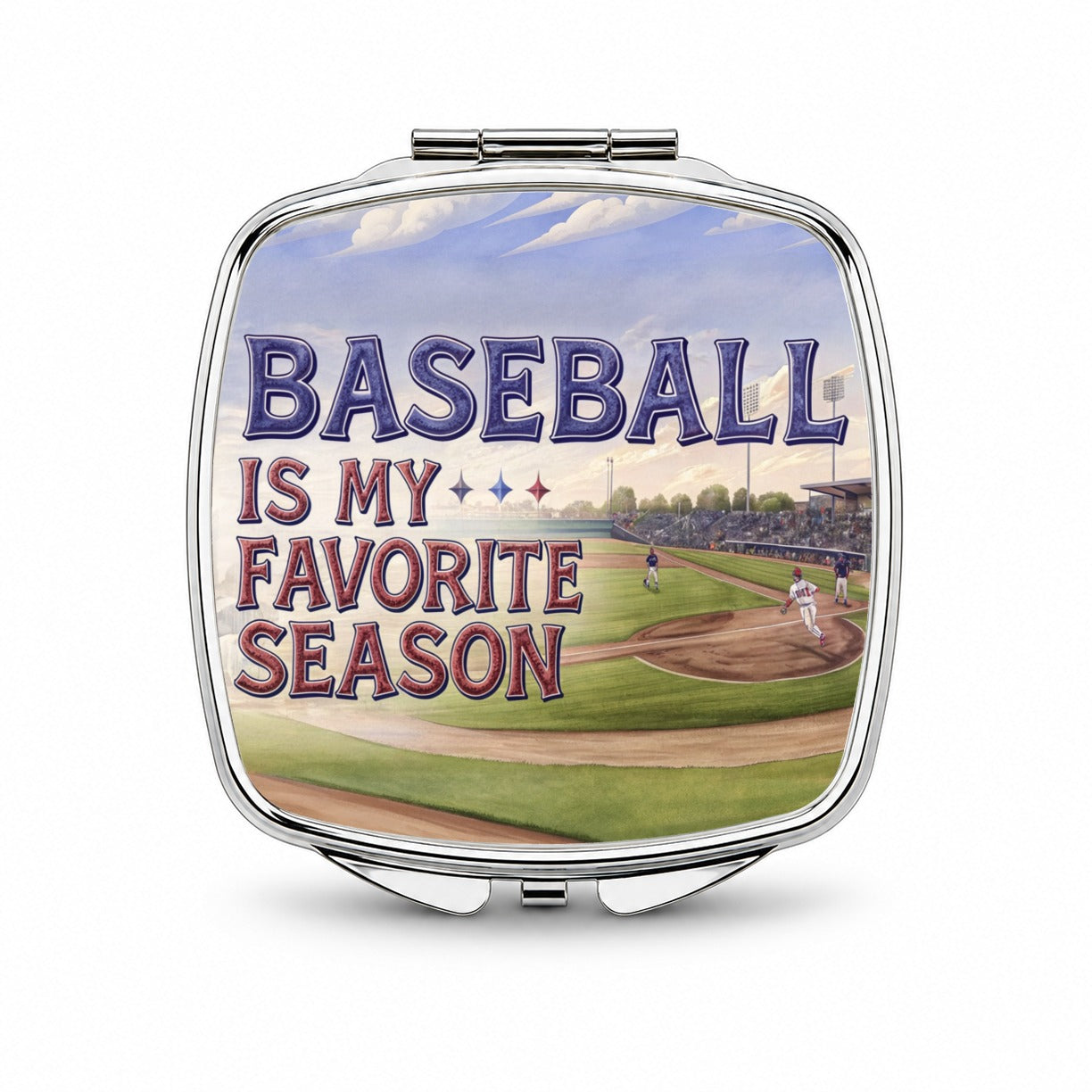 Baseball Is My Favorite Season Funny Illustration Small Travel Purse Handbag Pocket Makeup Compact Mirror