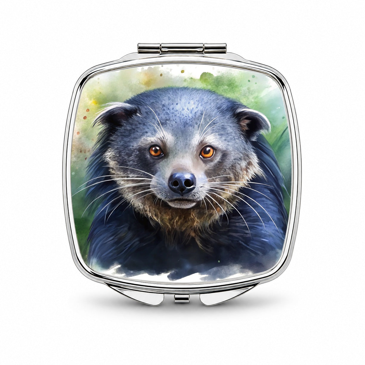 Binturong Bearcat Watercolor Style Small Travel Purse Handbag Pocket Makeup Compact Mirror