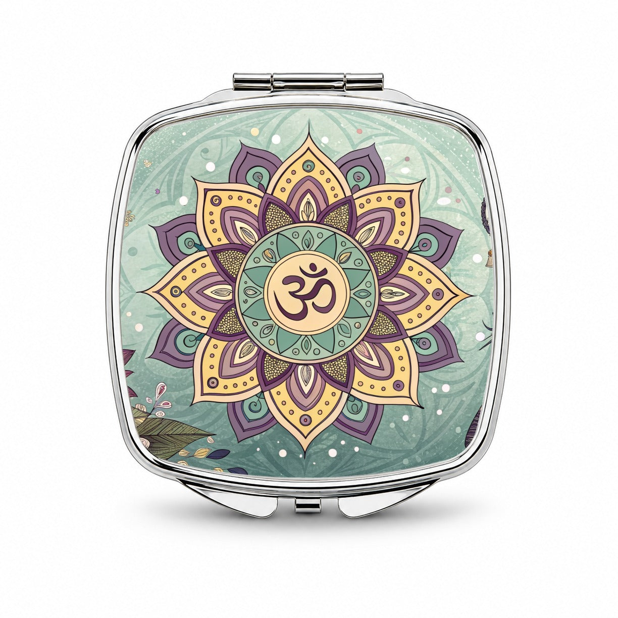 Bohemian Hippie Yoga Mandala Aum Om Small Travel Purse Handbag Pocket Makeup Compact Mirror