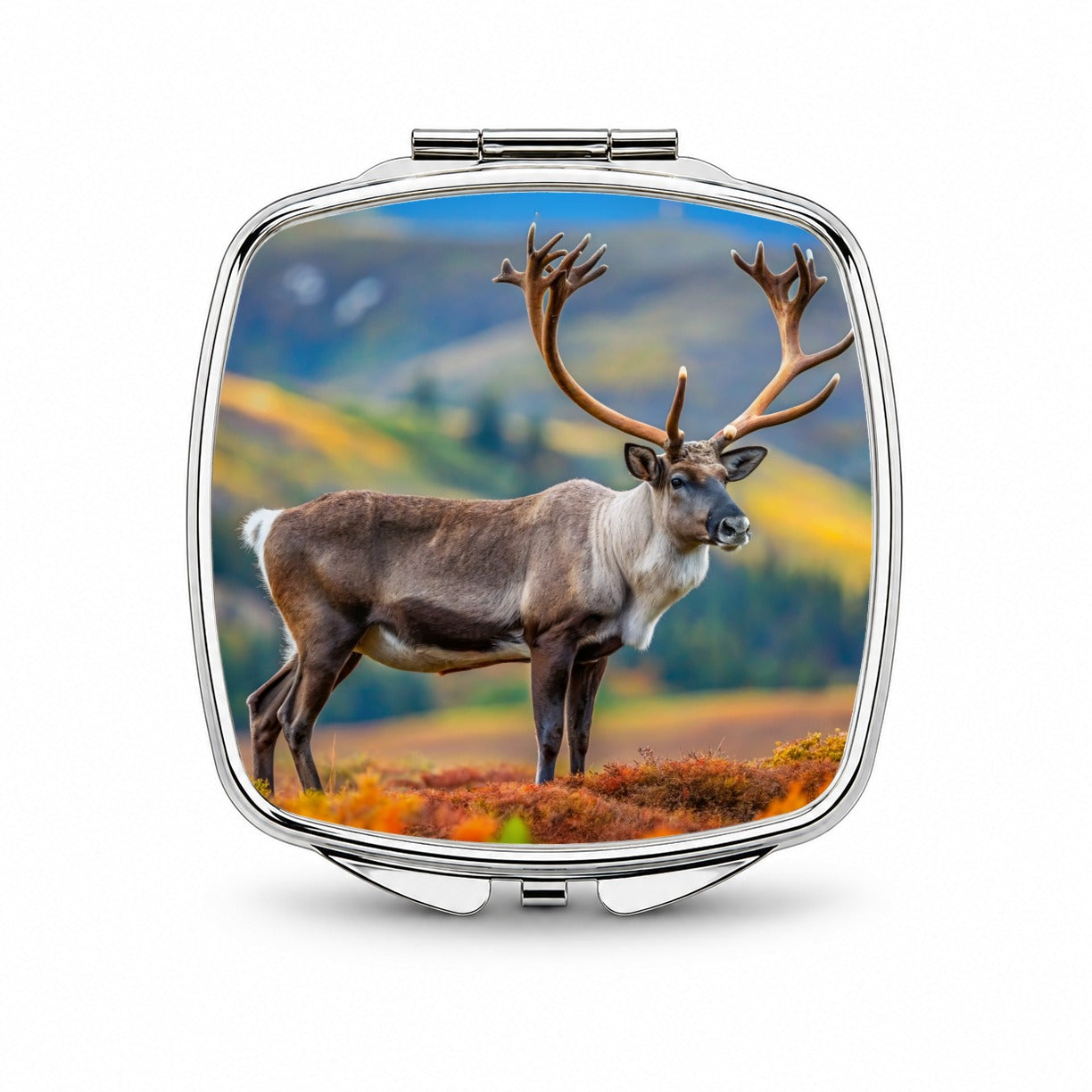 Caribou Reindeer Photo Small Travel Purse Handbag Pocket Makeup Compact Mirror