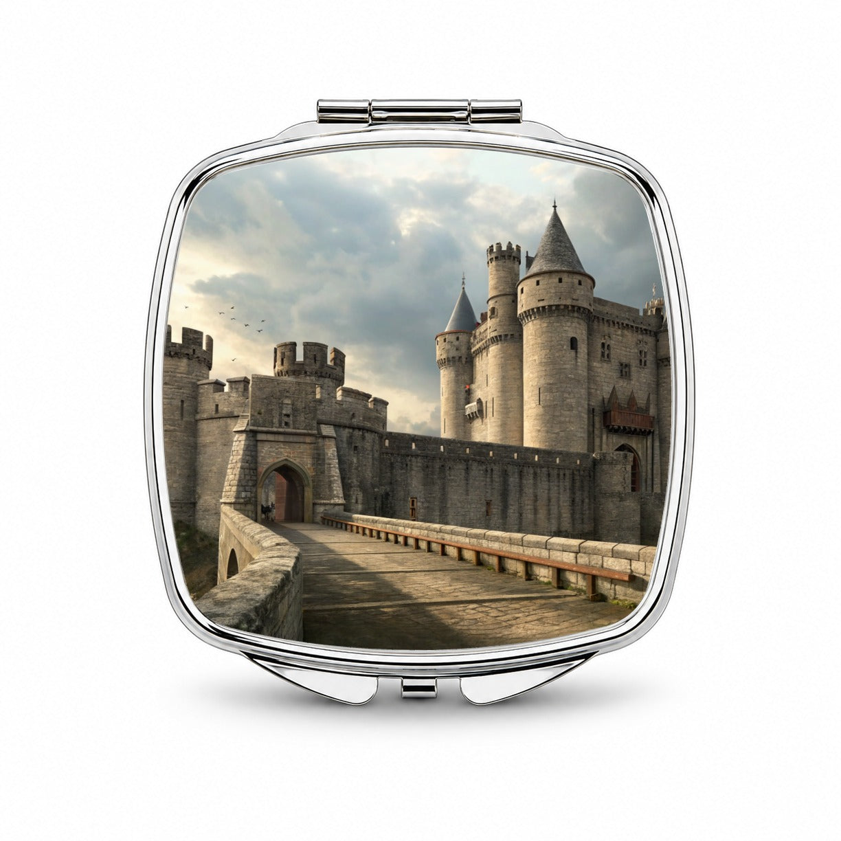 Castle Medieval Fantasy Small Travel Purse Handbag Pocket Makeup Compact Mirror