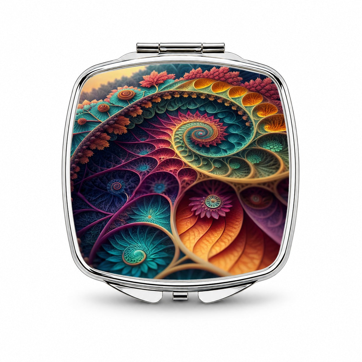 Colorful Fractal Art Swirl Pattern Small Travel Purse Handbag Pocket Makeup Compact Mirror