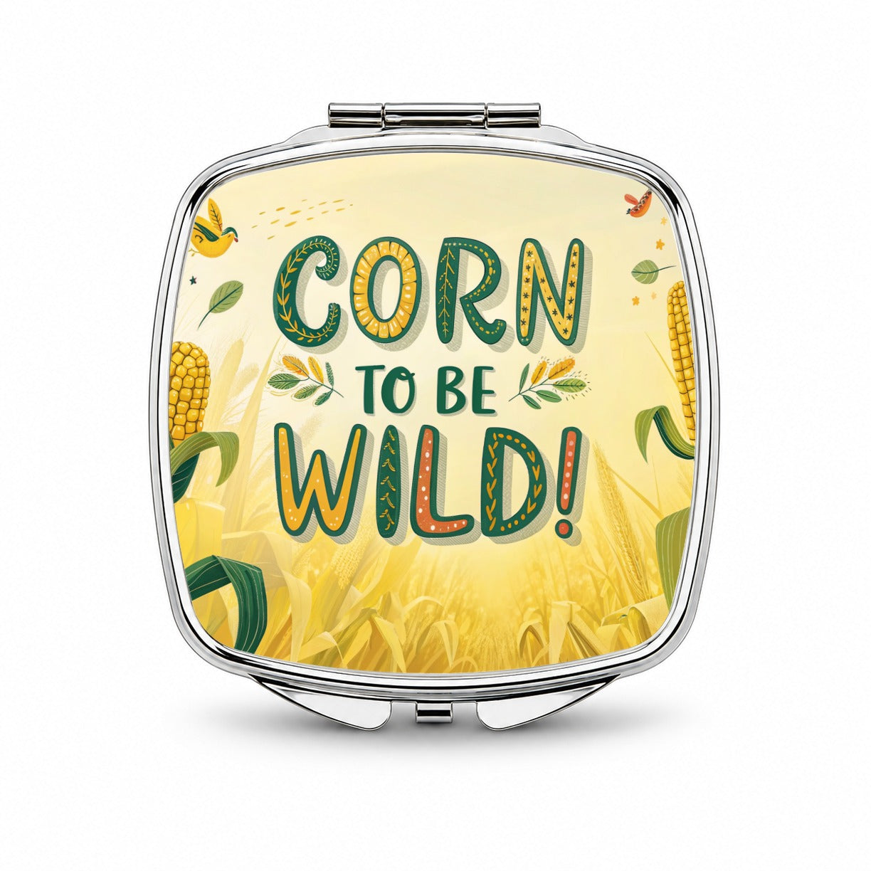 Corn To Be Wild Funny Small Travel Purse Handbag Pocket Makeup Compact Mirror