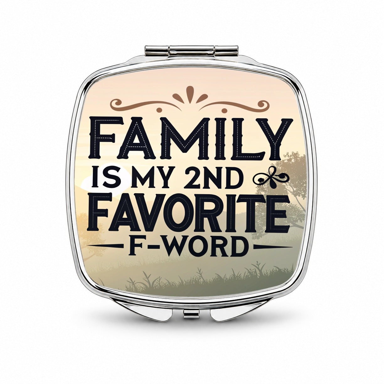 Family is My 2nd Favorite F-Word Small Travel Purse Handbag Pocket Makeup Compact Mirror