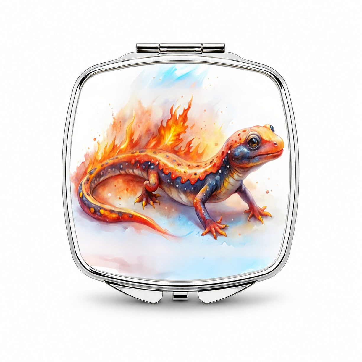 Flaming Fantasy Salamander Watercolor Small Travel Purse Handbag Pocket Makeup Compact Mirror