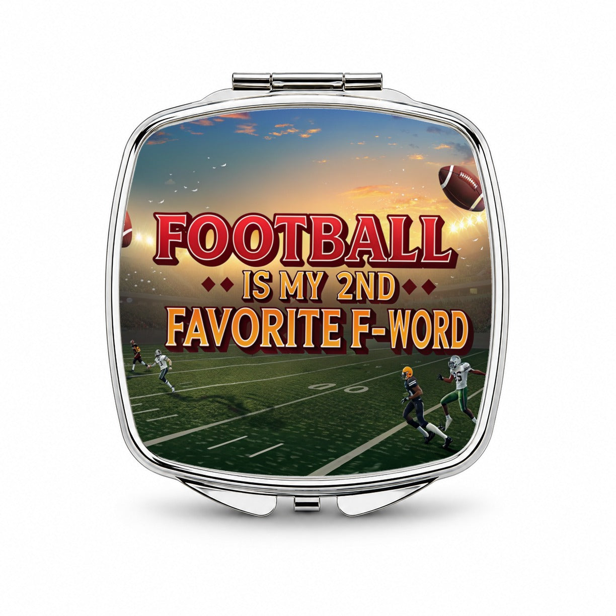 Football Is My 2nd Second Favorite F-Word Small Travel Purse Handbag Pocket Makeup Compact Mirror