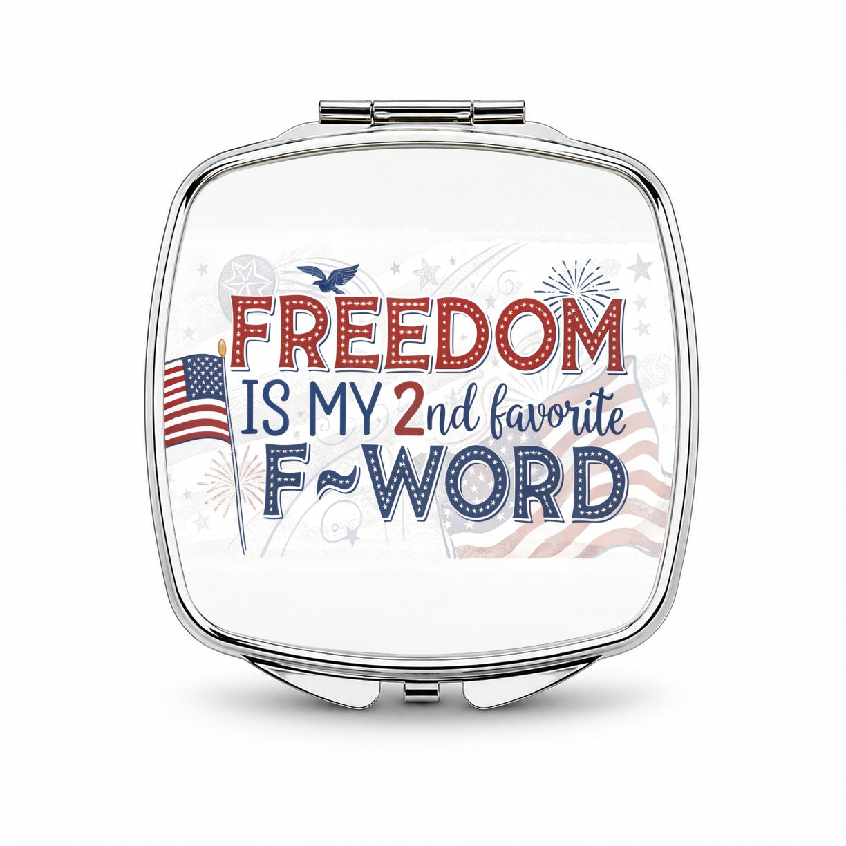 Freedom Is My 2nd Favorite F-Word Patriotic Small Travel Purse Handbag Pocket Makeup Compact Mirror