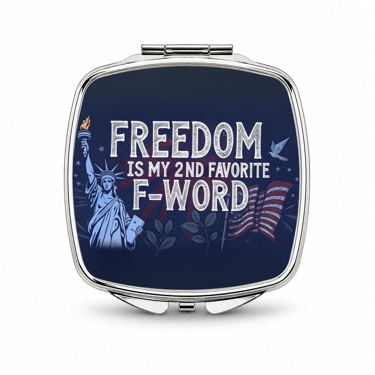 Freedom Is My 2nd Favorite F-Word Statue of Liberty Small Travel Purse Handbag Pocket Makeup Compact Mirror