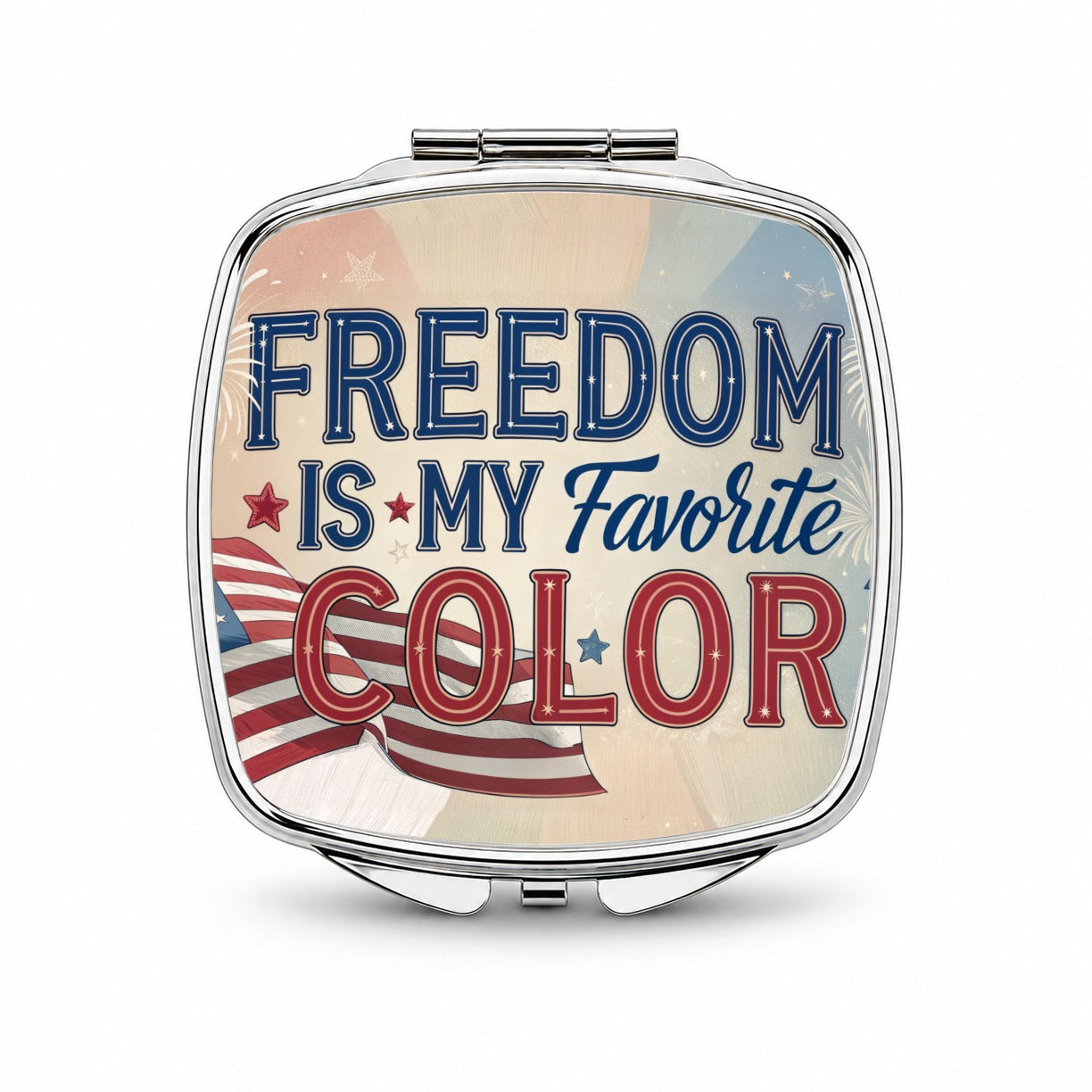 Freedom Is My Favorite Color American Flag Patriotic Small Travel Purse Handbag Pocket Makeup Compact Mirror