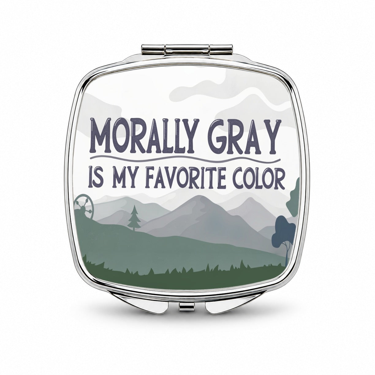 Funny Saying Morally Gray Is My Favorite Small Travel Purse Handbag Pocket Makeup Compact Mirror