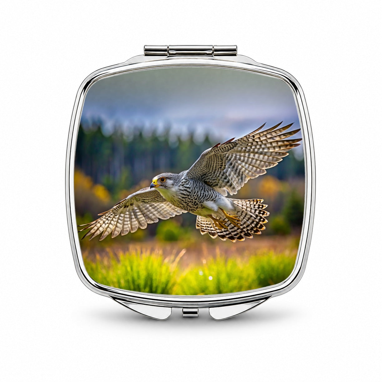 Gyrfalcon Raptor in Flight Small Travel Purse Handbag Pocket Makeup Compact Mirror