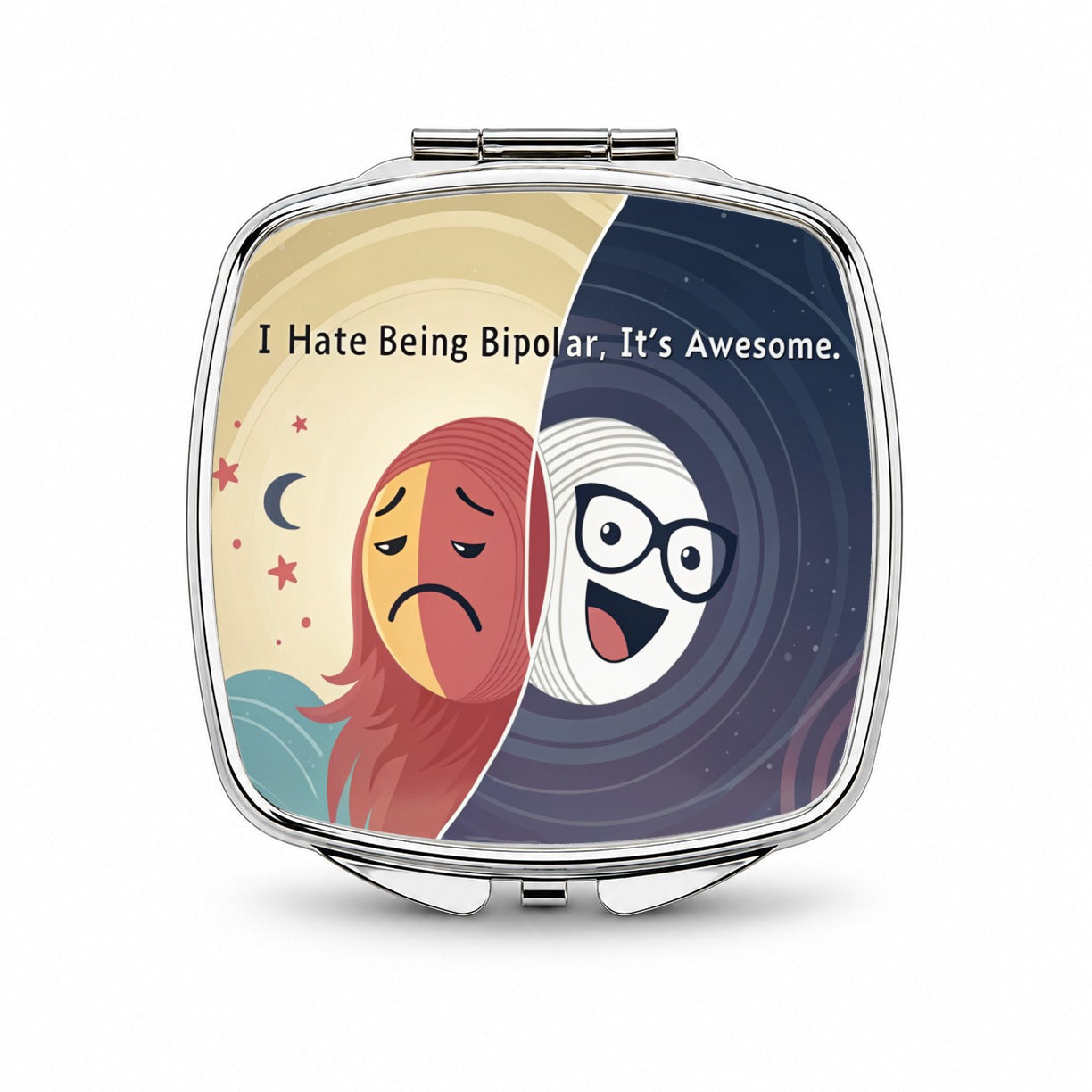 I Hate Being Bipolar It's Awesome Funny Small Travel Purse Handbag Pocket Makeup Compact Mirror
