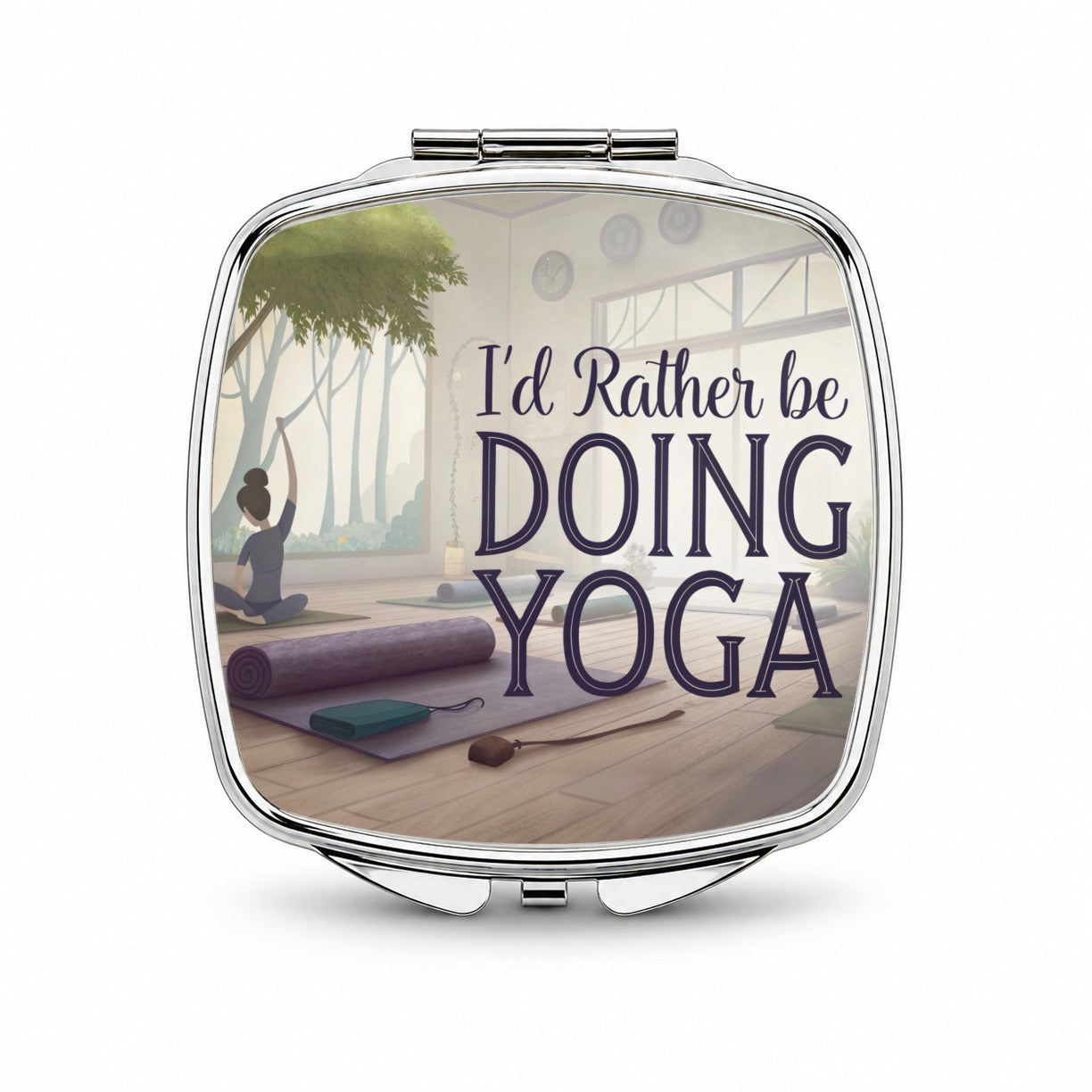 I'd Rather Be Doing Yoga Small Travel Purse Handbag Pocket Makeup Compact Mirror