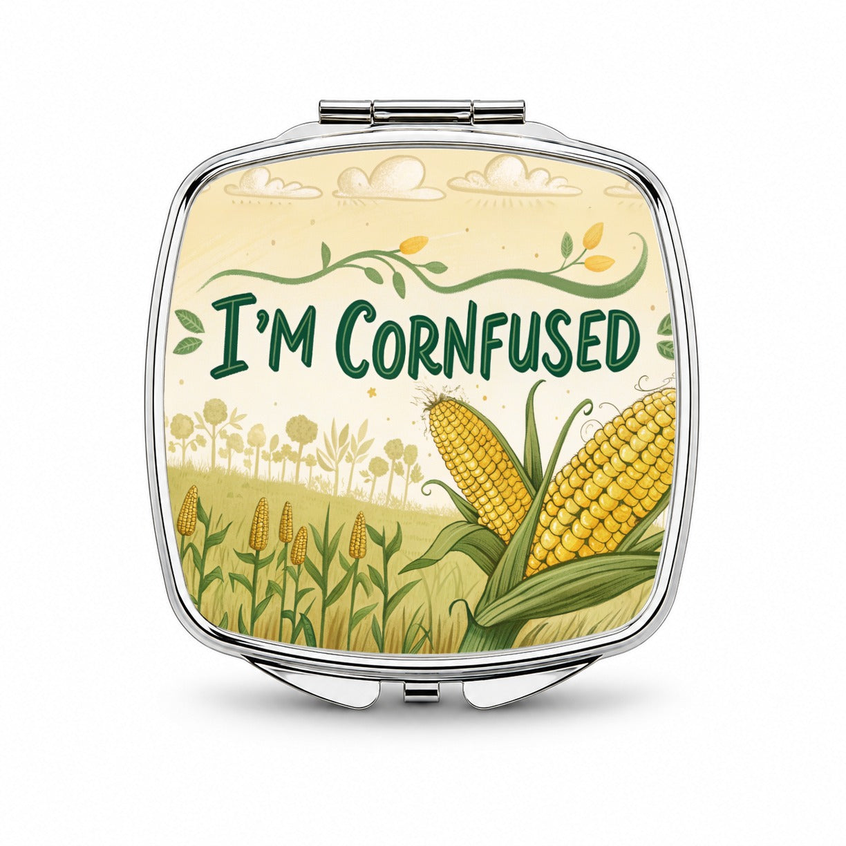 I'm Cornfused Funny Confused Small Travel Purse Handbag Pocket Makeup Compact Mirror