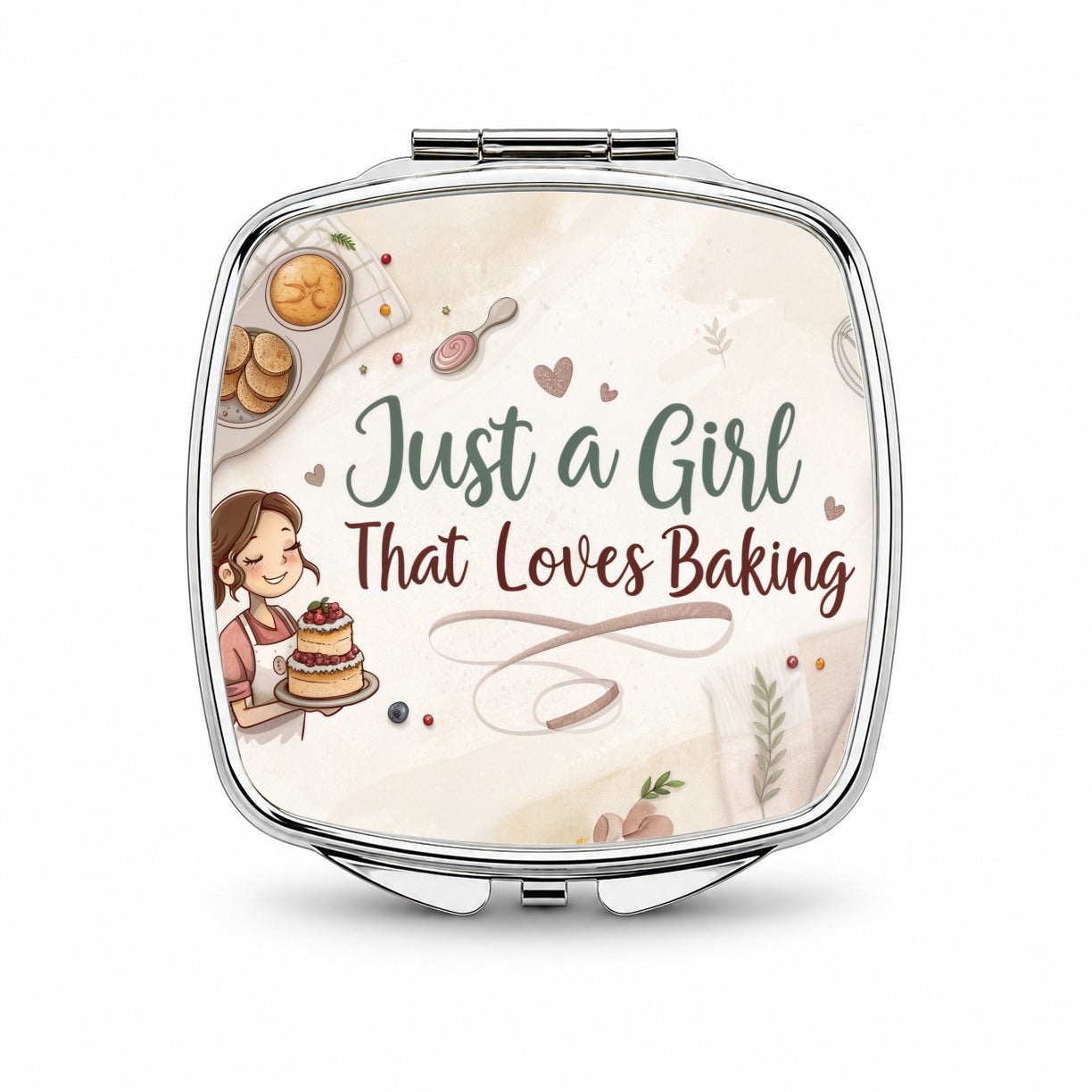 Just A Girl That Loves Baking Small Travel Purse Handbag Pocket Makeup Compact Mirror