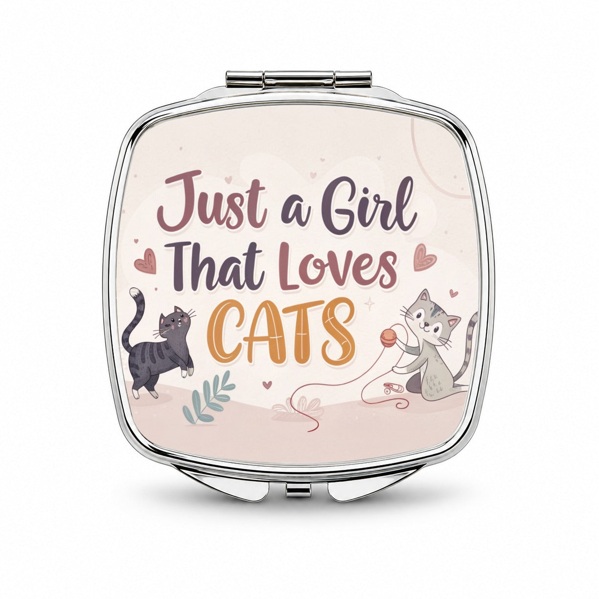 Just A Girl That Loves Cats Cute Small Travel Purse Handbag Pocket Makeup Compact Mirror