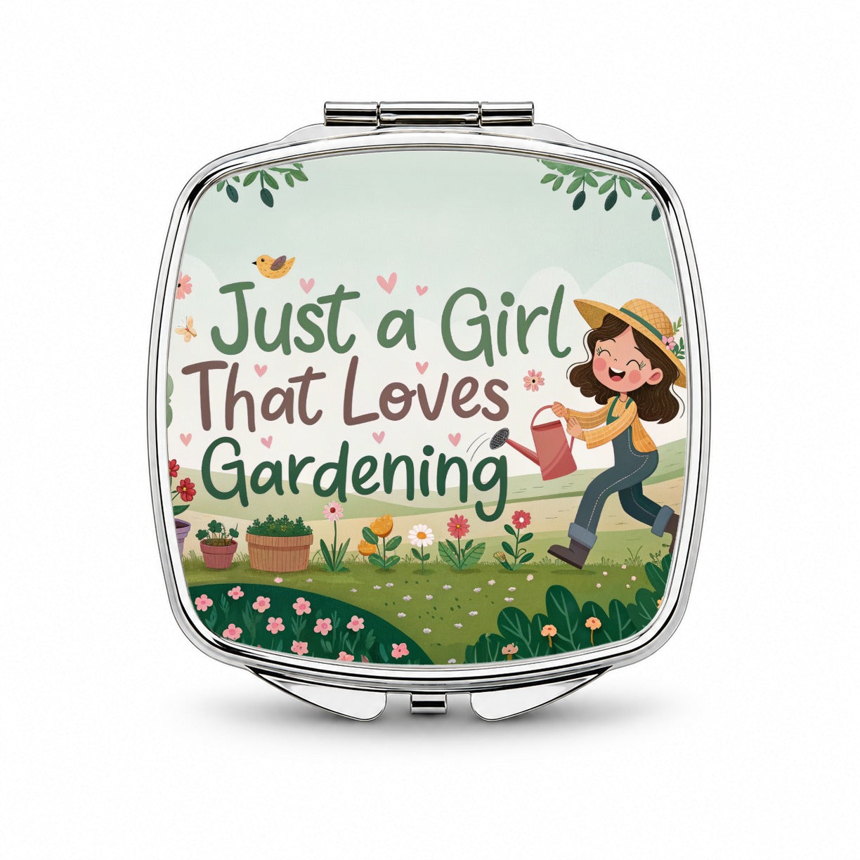 Just A Girl That Loves Gardening Cute Small Travel Purse Handbag Pocket Makeup Compact Mirror