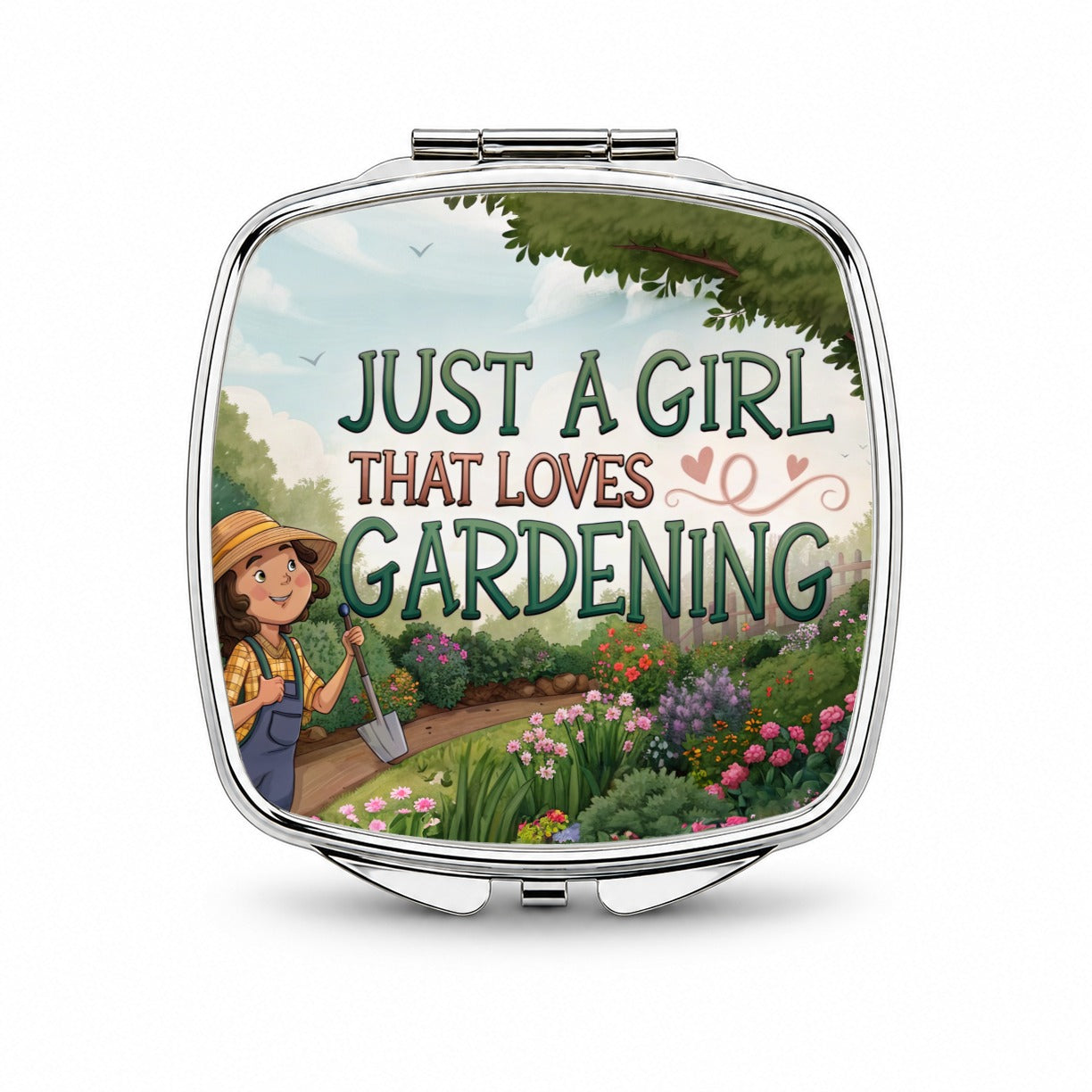 Just A Girl That Loves Gardening Funny Small Travel Purse Handbag Pocket Makeup Compact Mirror