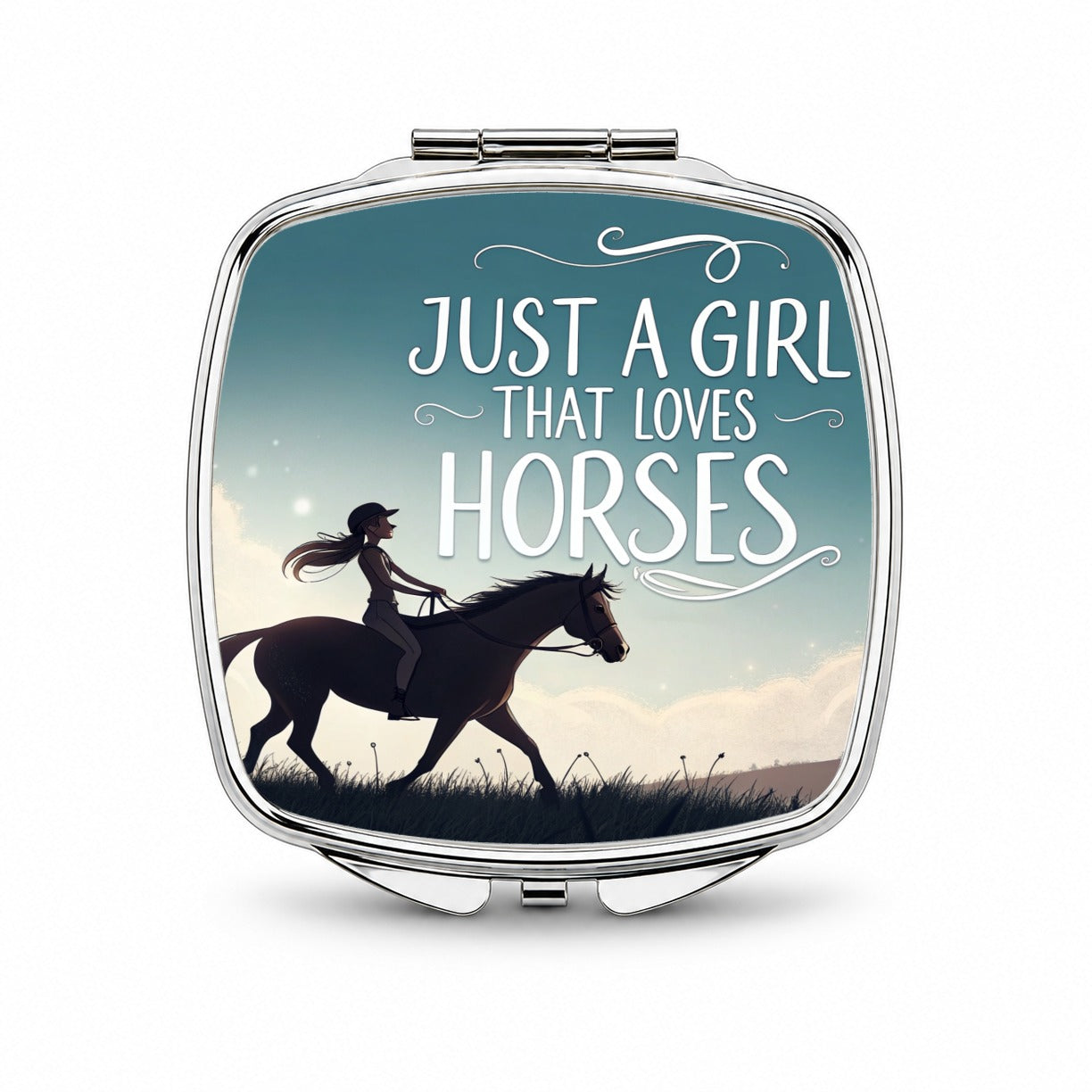 Just A Girl That Loves Horses Small Travel Purse Handbag Pocket Makeup Compact Mirror