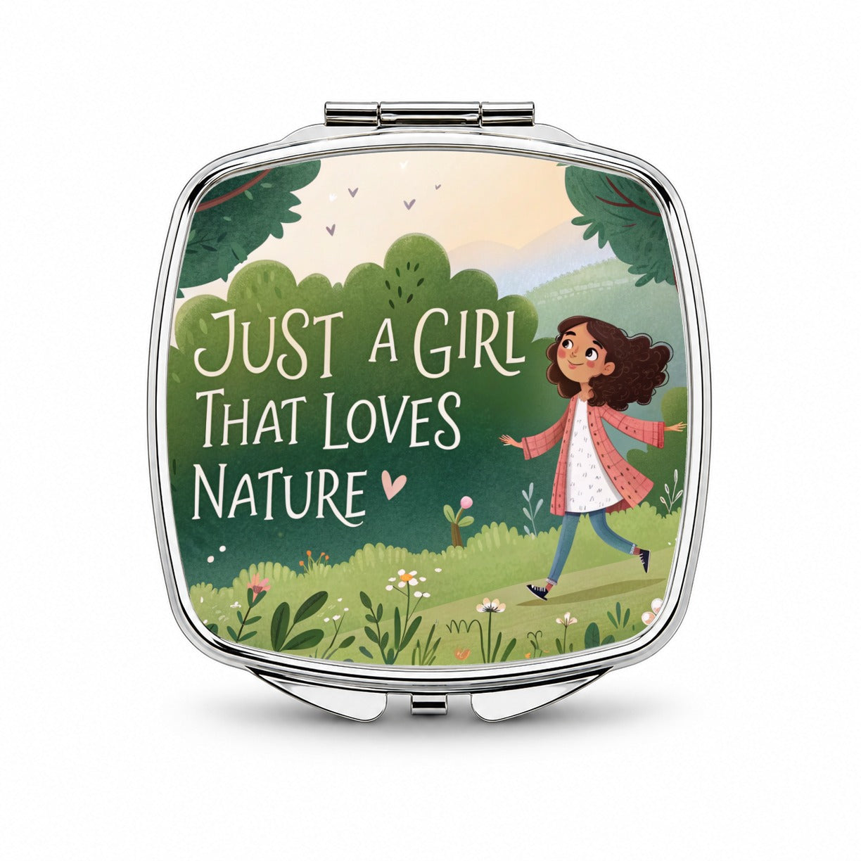 Just A Girl That Loves Nature Cute Small Travel Purse Handbag Pocket Makeup Compact Mirror