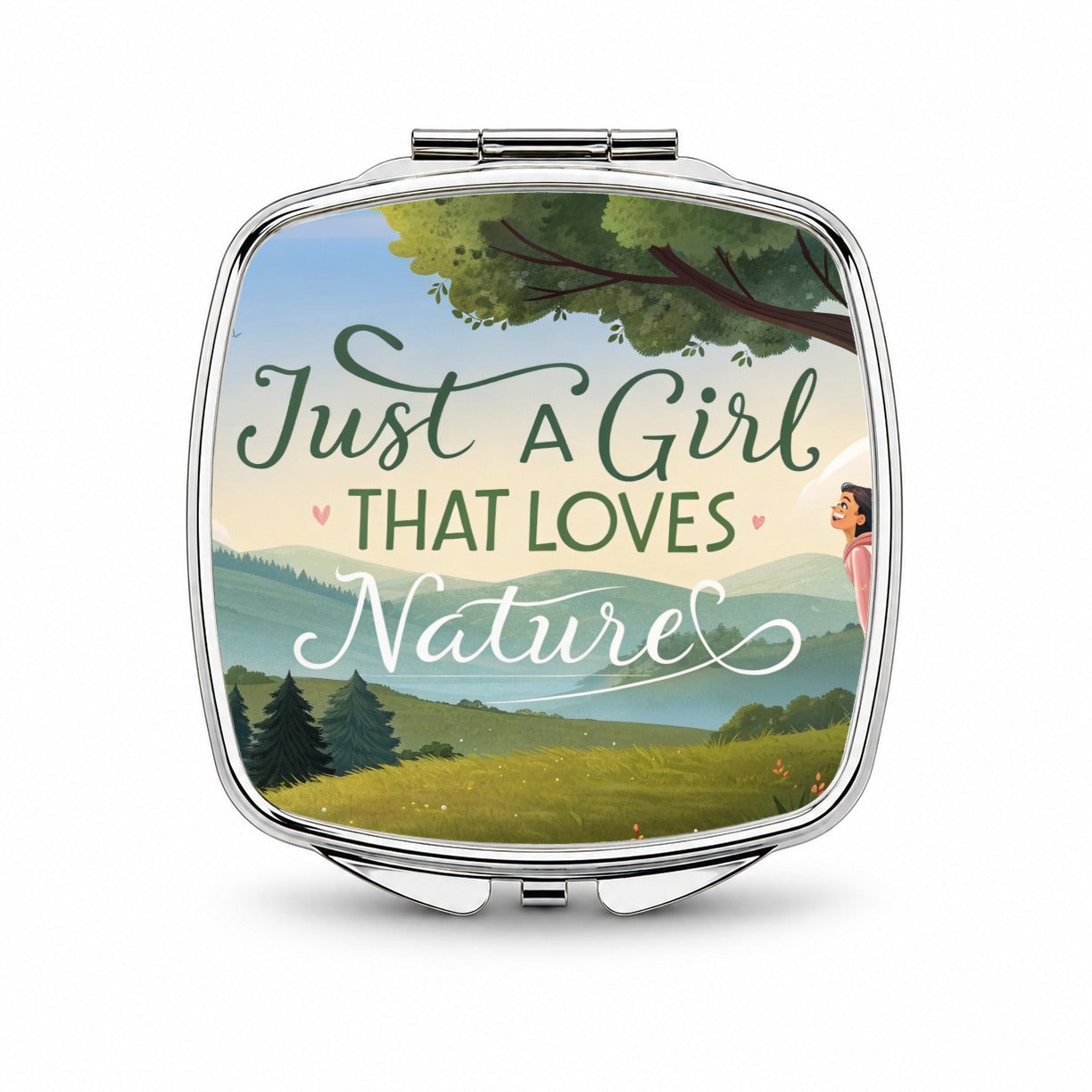 Just A Girl That Loves Nature Funny Small Travel Purse Handbag Pocket Makeup Compact Mirror