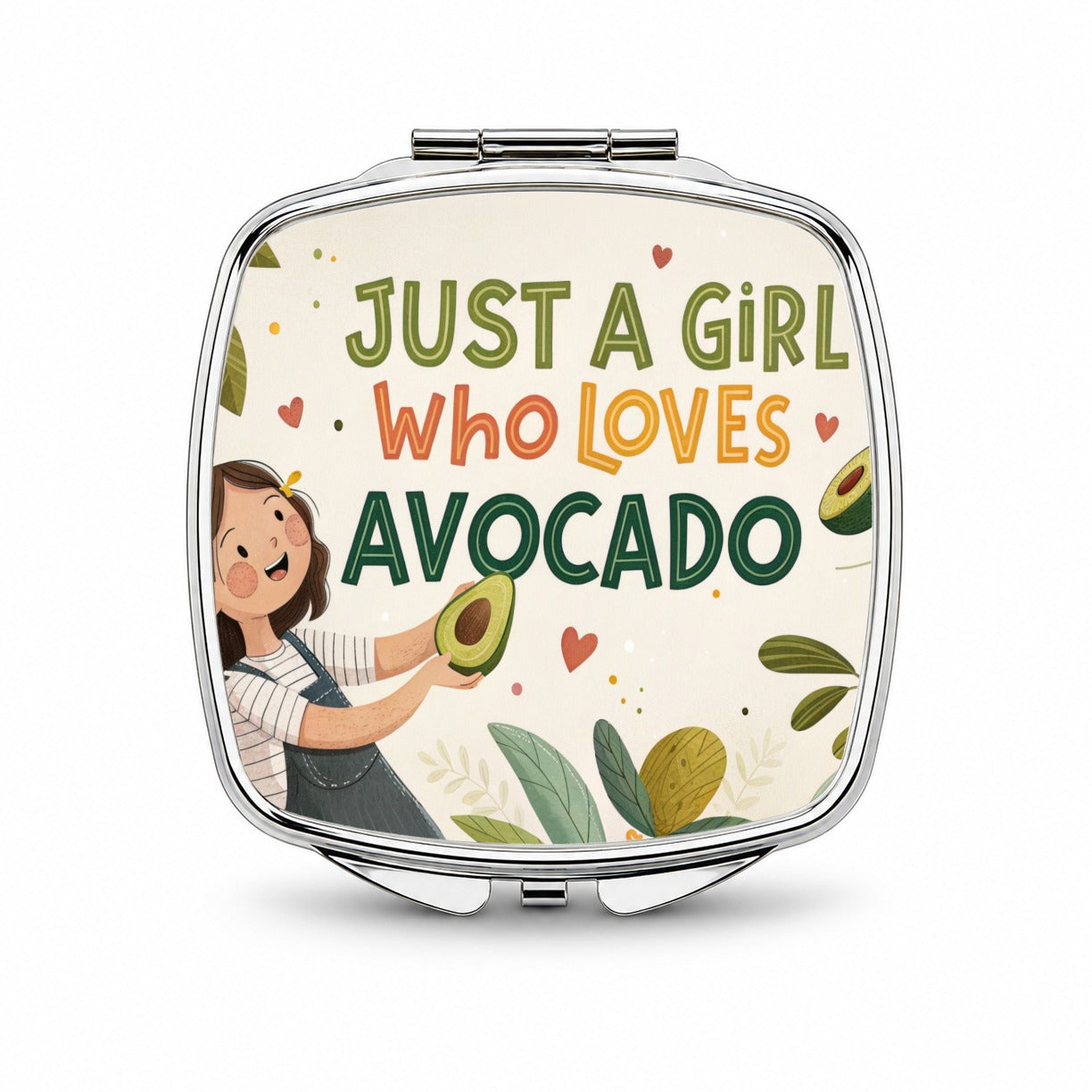 Just A Girl Who Loves Avocado Cute Small Travel Purse Handbag Pocket Makeup Compact Mirror