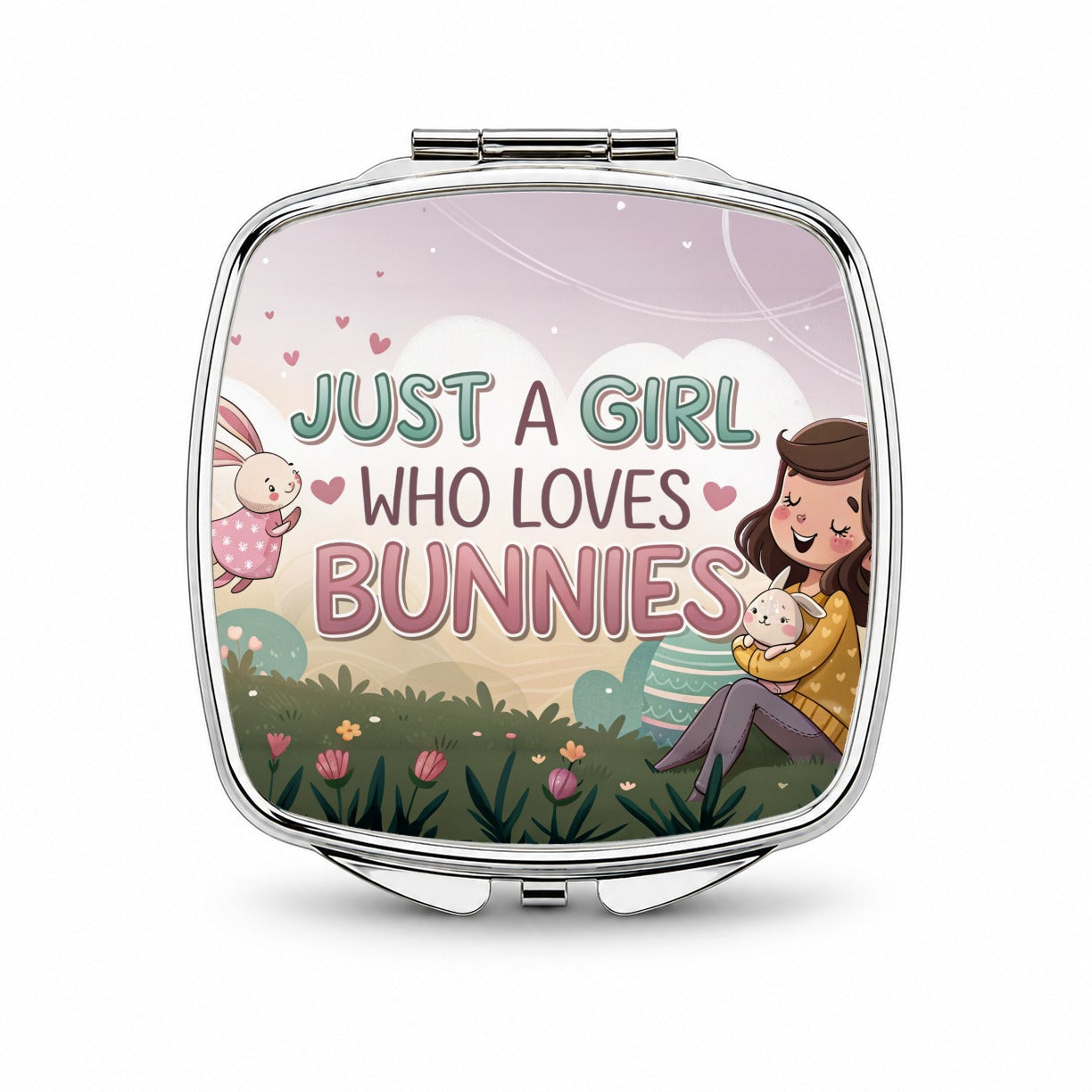 Just A Girl Who Loves Bunnies Cute Small Travel Purse Handbag Pocket Makeup Compact Mirror