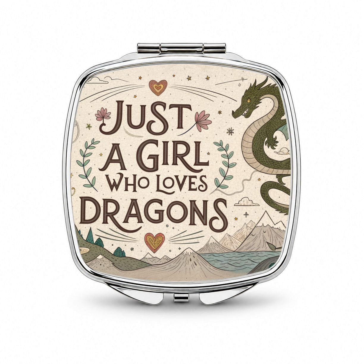 Just A Girl Who Loves Dragons Cute Fantasy Small Travel Purse Handbag Pocket Makeup Compact Mirror
