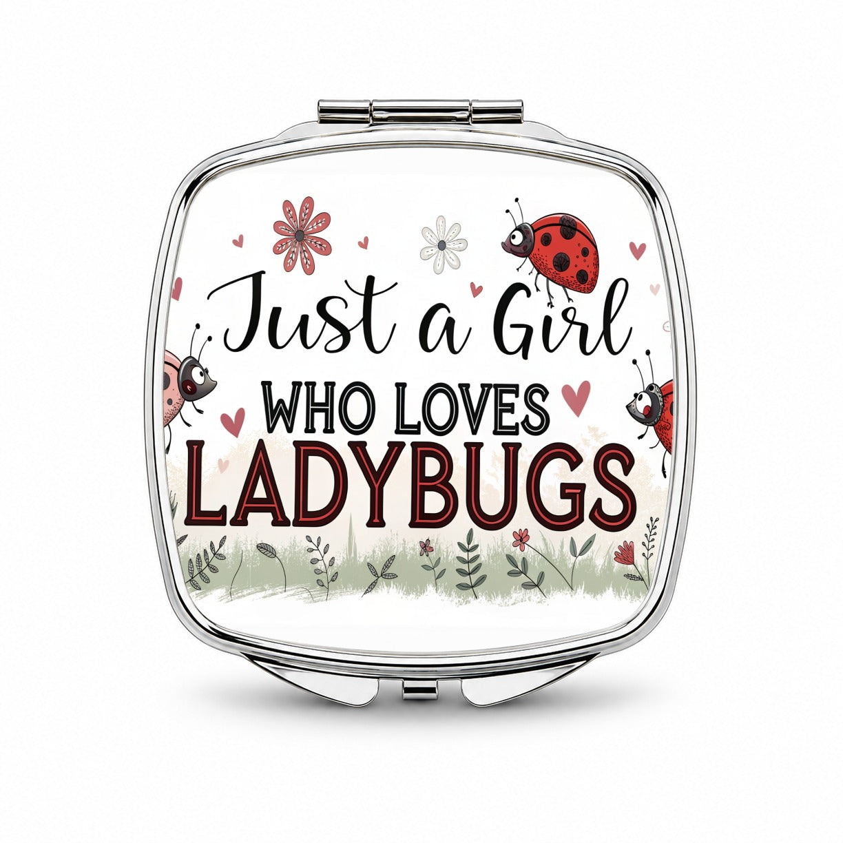 Just A Girl Who Loves Ladybugs Cute Small Travel Purse Handbag Pocket Makeup Compact Mirror