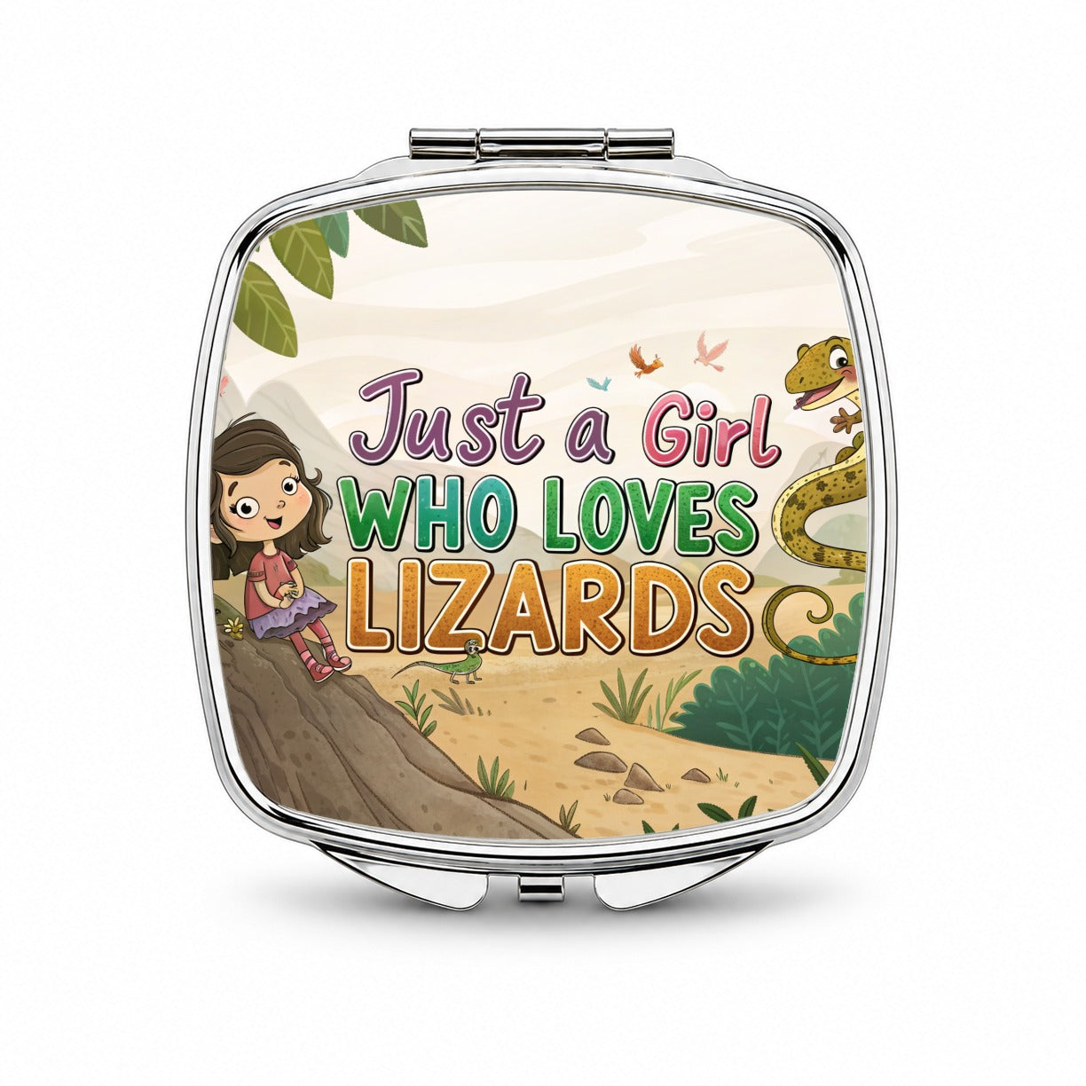 Just A Girl Who Loves Lizards Cute Small Travel Purse Handbag Pocket Makeup Compact Mirror