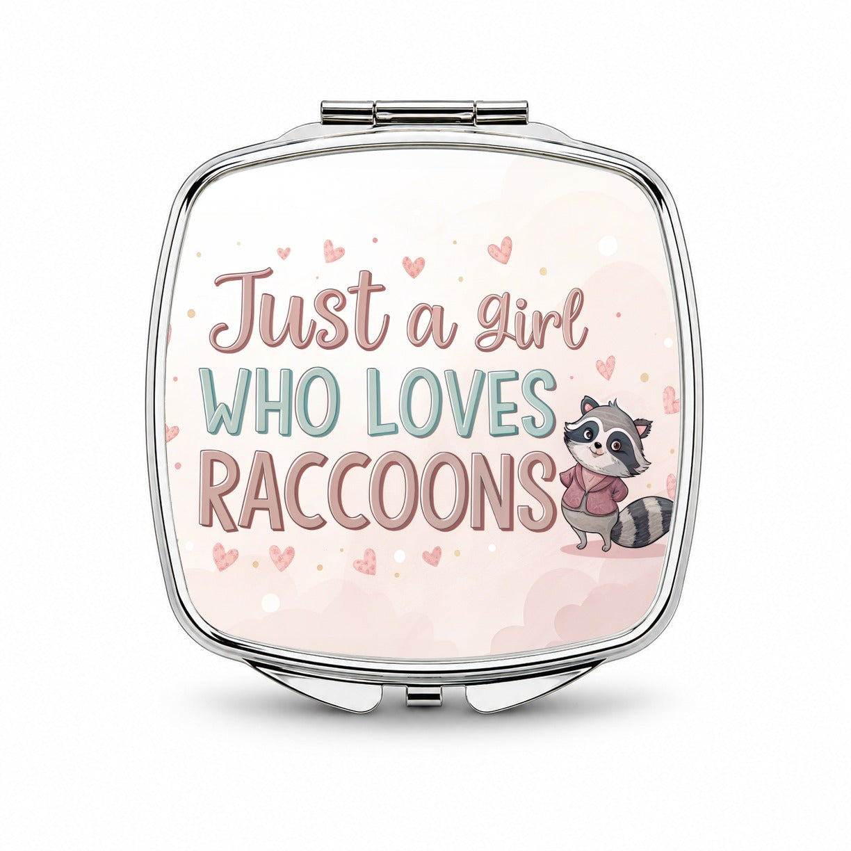 Just A Girl Who Loves Raccoons Funny Small Travel Purse Handbag Pocket Makeup Compact Mirror
