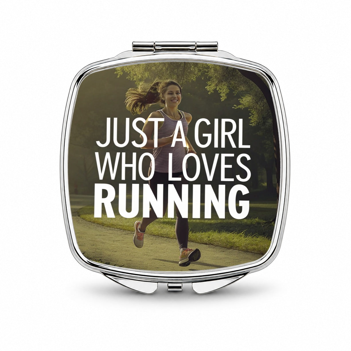 Just A Girl Who Loves Running Jogging Small Travel Purse Handbag Pocket Makeup Compact Mirror