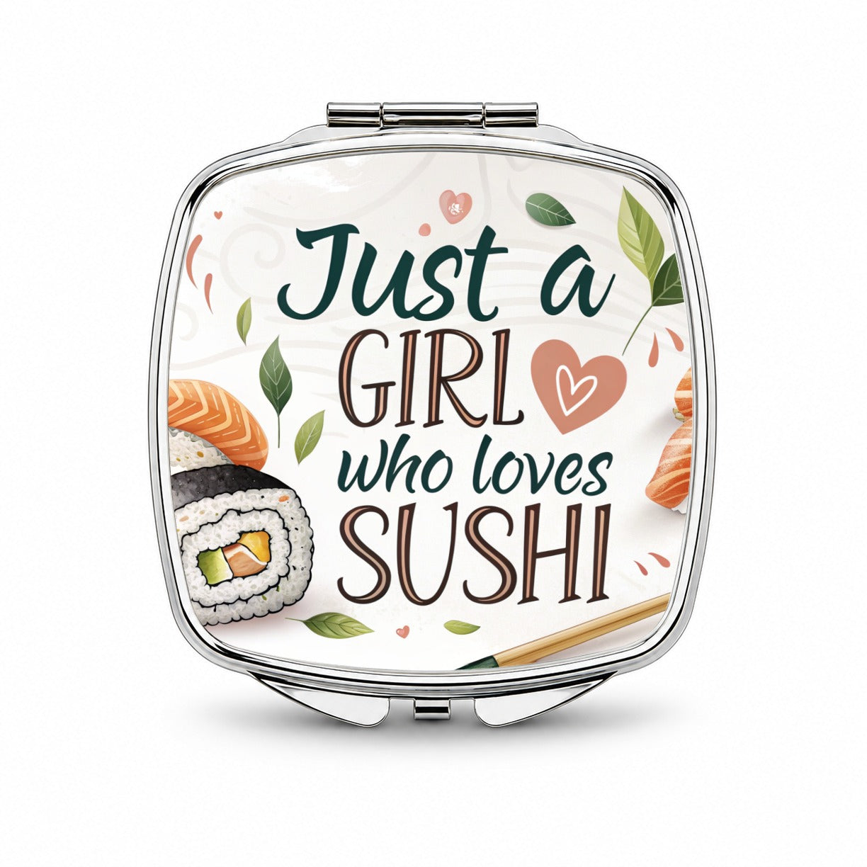 Just A Girl Who Loves Sushi Funny Small Travel Purse Handbag Pocket Makeup Compact Mirror