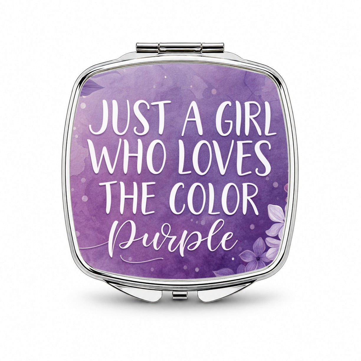 Just A Girl Who Loves The Color Purple Funny Small Travel Purse Handbag Pocket Makeup Compact Mirror